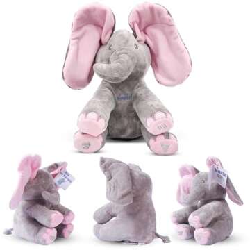 Dimple Kaia Peek A Boo Elephant Toy – Interactive Singing Stuffed Elephant Plush with Moving Ears ...