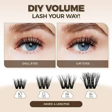 LASHVIEW Cluster Lashes Wispy Cluster Eyelash Extensions 3D DIY Lash Clusters 10-16mm Multilayered Eyelash Clusters, Reusable Fluffy Individual Lashes Cluster(ML 11)