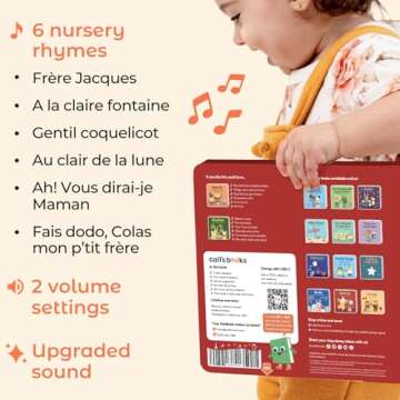 Cali's Books French Nursery Rhymes | New Rechargeable Sound Books | Sound Book for Toddlers 1-3 | Bilingual Books for 1 Year Old | | French Baby Book