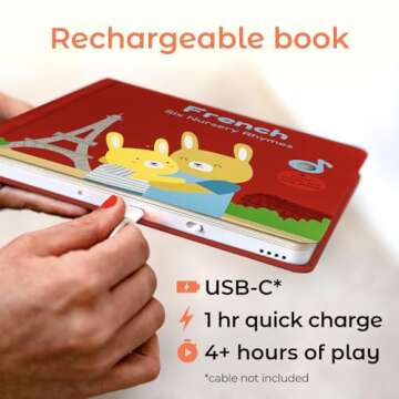 Cali's Books French Nursery Rhymes | New Rechargeable Sound Books | Sound Book for Toddlers 1-3 | Bilingual Books for 1 Year Old | | French Baby Book