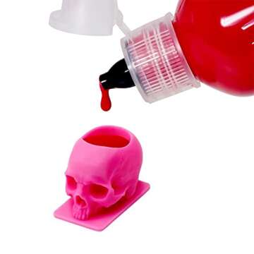 Saferly Skull Tattoo Ink Caps Cups for Tattooing, Disposable Pigment Holder with Base, Microblading ...