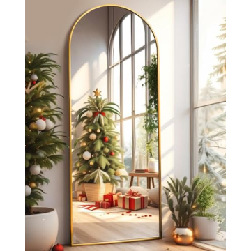 DYNWELL Arched Gold Full Length Mirror 64x21 Multifunctional