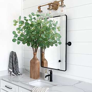 Agusbagli 6 Pcs Artificial Eucalyptus Leaves 28'' Tall Faux Silver Dollar Eucalyptus Leaf Branches Greenery Stems Decorations for Home Wedding Party Centerpieces Floral Arrangements