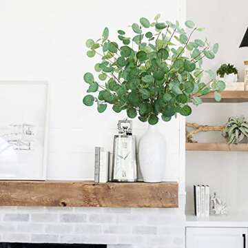 Agusbagli 6 Pcs Artificial Eucalyptus Leaves 28'' Tall Faux Silver Dollar Eucalyptus Leaf Branches Greenery Stems Decorations for Home Wedding Party Centerpieces Floral Arrangements