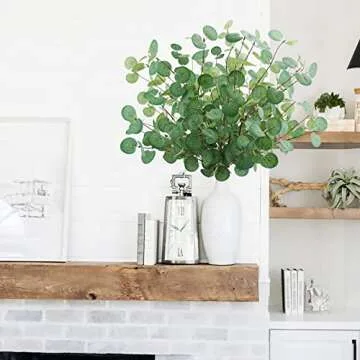 Agusbagli 6 Pcs Artificial Eucalyptus Leaves 28'' Tall Faux Silver Dollar Eucalyptus Leaf Branches Greenery Stems Decorations for Home Wedding Party Centerpieces Floral Arrangements