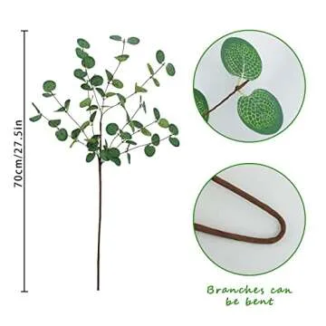Agusbagli 6 Pcs Artificial Eucalyptus Leaves 28'' Tall Faux Silver Dollar Eucalyptus Leaf Branches Greenery Stems Decorations for Home Wedding Party Centerpieces Floral Arrangements
