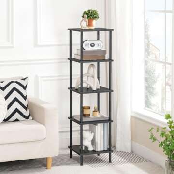 HOOBRO 5-Tier Corner Shelf Stand, Corner Square Rack Display Shelf, Tall Storage Rack Plant Stand, C...