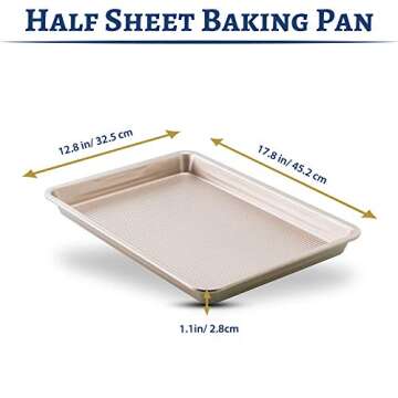 Nonstick Half Sheet Baking Pan by Ultra Cuisine – Food-Safe Coating, Warp & Scratch Resistant Text...