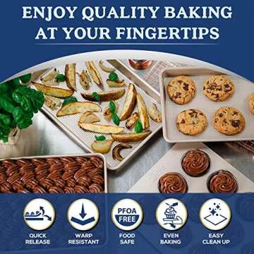 Nonstick Half Sheet Baking Pan by Ultra Cuisine – Food-Safe Coating, Warp & Scratch Resistant Texture for Airflow, & Carbon Steel Design Durable for Professional Quality Roasting, Size 13 x 18 inch