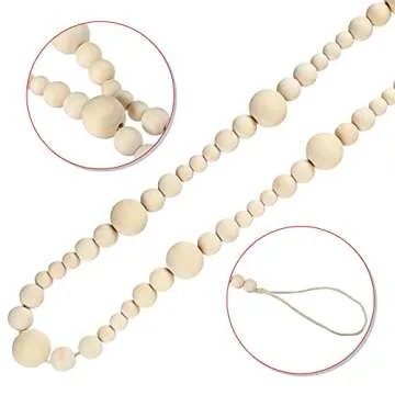 GWHOLE 7.2 Ft Wooden Bead Garland for Festive Decor