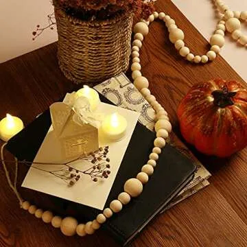 GWHOLE 7.2 Ft Wooden Bead Garland for Festive Decor