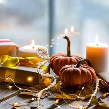 GWHOLE 7.2 Ft Wooden Bead Garland for Festive Decor