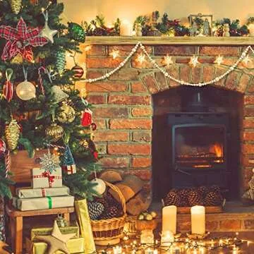 GWHOLE 7.2 Ft Wooden Bead Garland for Festive Decor