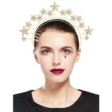 Coucoland Star Halo Crown Headband - Gold Stars Headpiece Costume Goddess Celestial Tiara Headdress