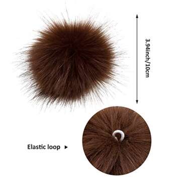 24 Pieces Faux Fur Pom Pom Balls Fur Fluffy Pompom Ball with Elastic Loop for Hats Shoes Scarves Glo...