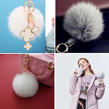 24 Pieces Faux Fur Pom Pom Balls Fur Fluffy Pompom Ball with Elastic Loop for Hats Shoes Scarves Gloves Scarves Bag Key Chain Charms Accessories (12 Pairs) (Mixed Color)