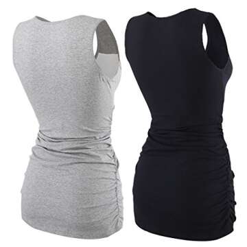 Nursing Maternity Top, ZUMIY Pregnant Breastfeeding Shirt, Women's Cotton V Neck Ruched Waist Double...