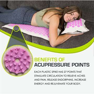 ProsourceFit Ki Acupressure Mat and Pillow Set with 100% Natural Linen for Back/Neck Pain Relief and Muscle Relaxation