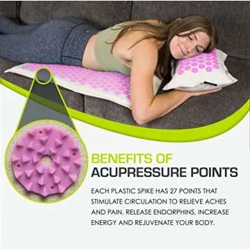 ProsourceFit Ki Acupressure Mat and Pillow Set with 100% Natural Linen for Back/Neck Pain Relief and Muscle Relaxation