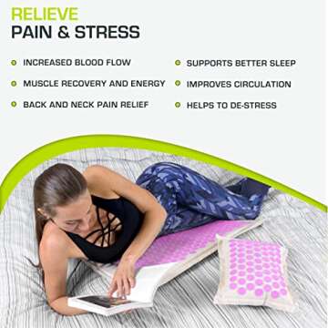 ProsourceFit Ki Acupressure Mat and Pillow Set with 100% Natural Linen for Back/Neck Pain Relief and Muscle Relaxation