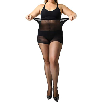 MANZI Plus Size Control Top Ultra-Soft Sheer Tights
