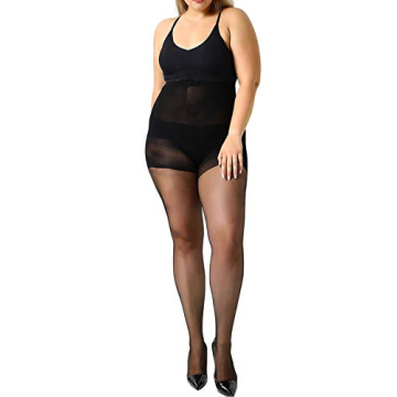MANZI Plus Size Control Top Ultra-Soft Sheer Tights