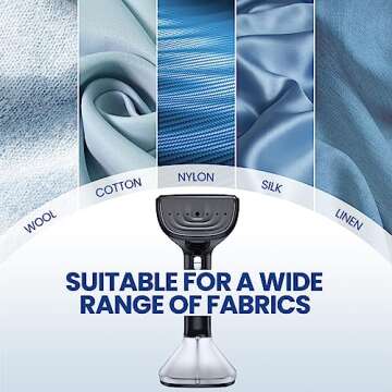 Chrinomee Steamer for Clothes, Handheld Steamer with Wet&Dry Ironing Modes, 20 Sec Fast Heat-up, 3000W Detachable Water Tank with Heat-Resistant Gloves, Perfect for Removing Wrinkles.Black