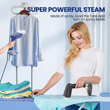 Chrinomee Steamer for Clothes, Handheld Steamer with Wet&Dry Ironing Modes, 20 Sec Fast Heat-up, 3000W Detachable Water Tank with Heat-Resistant Gloves, Perfect for Removing Wrinkles.Black