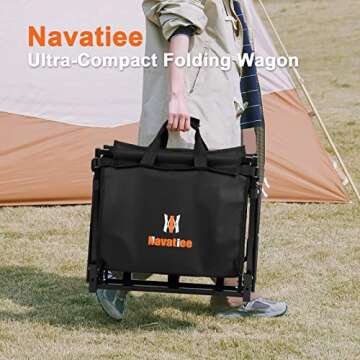 Navatiee Wagon Cart Heavy Duty Foldable, Collapsible Wagon with Smallest Folding Design, Utility Gro...