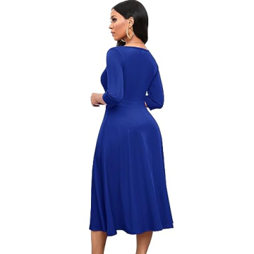 Women's Flared Midi Dress Wedding Guest Cocktail Tea Dresses