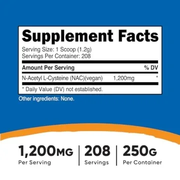 Nutricost N-Acetyl L-Cysteine Powder 250g Vegan Non-GMO