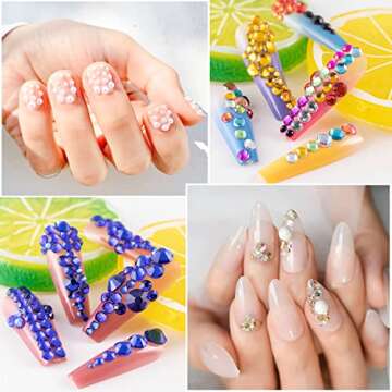 Flat Back Nail Art Rhinestones Set for DIY Designers