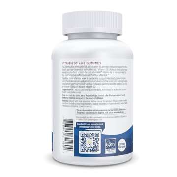 Nordic Naturals Vitamin D3 + K2 Gummies, Pomegranate - 60 Gummies - 1000 IU Vitamin D3 + 45 mcg K2 - Great Taste - Bone Health, Promotes Healthy Muscle Function - Non-GMO - 60 Servings