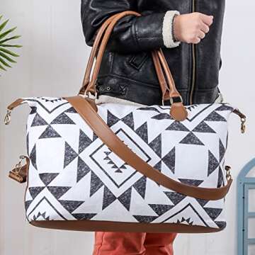 Weekender Bag Geometry Duffle Bag for Women Geometry Travel Duffle Bags Carry on Western Overnight B...