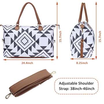 Weekender Bag Geometry Duffle Bag for Women Geometry Travel Duffle Bags Carry on Western Overnight Bag with Shoulder Strap for Business Trip