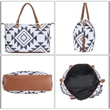 Weekender Bag Geometry Duffle Bag for Women Geometry Travel Duffle Bags Carry on Western Overnight Bag with Shoulder Strap for Business Trip