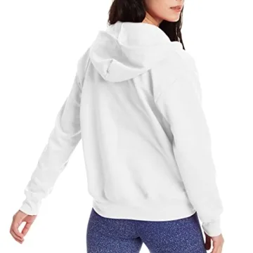 Hanes womens Ecosmart Full-zip Hoodie Sweatshirt Warm Up or Track Jacket, White, Medium US