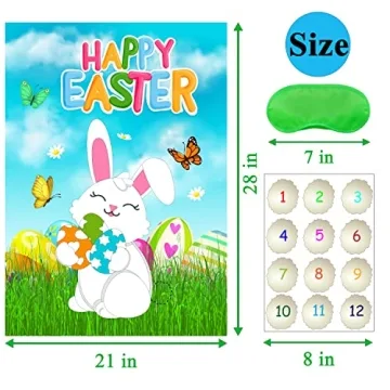HRENCY Pin The Tail on The Bunny Fun Game for All Ages