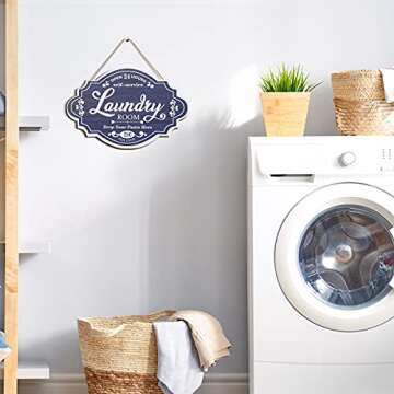 Jetec Vintage Wood Laundry Room Decor - Rustic Family Inspirational Sign