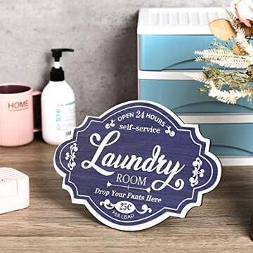 Jetec Vintage Wood Laundry Room Home Decor Sign 12x8