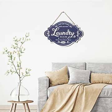 Jetec Vintage Wood Laundry Room Home Decor Sign 12x8