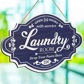Jetec Vintage Wood Laundry Room Home Decor Sign 12x8