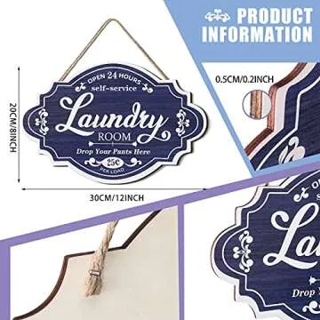 Jetec Vintage Wood Laundry Room Home Decor Sign 12x8