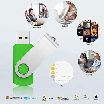 KOOTION 5 X 1GB USB Flash Drives Thumb Drives Pack Memory Stick USB 2.0(5 Colors: Black Blue Green Purple Red)