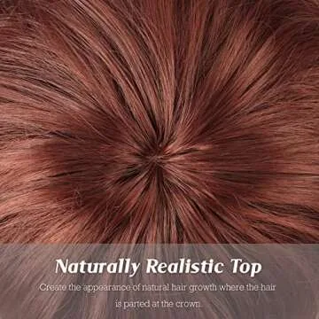 FESHFEN Pixie Cut Wigs Synthetic Short Copper Red Pixie Haircut Wig with Bangs Glueless Layered Wig Wavy Wigs for Women, Daily Cosplay Use