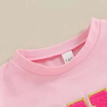 6th Birthday Shirt Girl Short Sleeve SIX Year Old Birthday Shirt Sixth Birthday Letter Chenille Patches Shirt