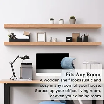 Axeman Oak Floating Shelves, 36 Inch Wall Shelf Set of 2, Solid Wood Shelves for Wall Storage, Wall Mounted Wooden Display Shelf for Bathroom Bedroom Kitchen Garage, Natural