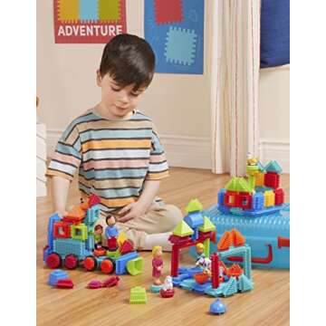 Battat- Bristle Blocks- STEM Interlocking Building Blocks- 113 pc Playset- Reusable Storage Case- Developmental Toys for Toddlers & Kids- Deluxe Builder Case- 2 Years +