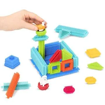 Battat- Bristle Blocks- STEM Interlocking Building Blocks- 113 pc Playset- Reusable Storage Case- Developmental Toys for Toddlers & Kids- Deluxe Builder Case- 2 Years +