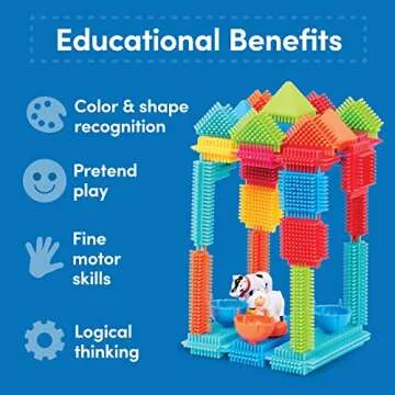 Battat- Bristle Blocks- STEM Interlocking Building Blocks- 113 pc Playset- Reusable Storage Case- Developmental Toys for Toddlers & Kids- Deluxe Builder Case- 2 Years +